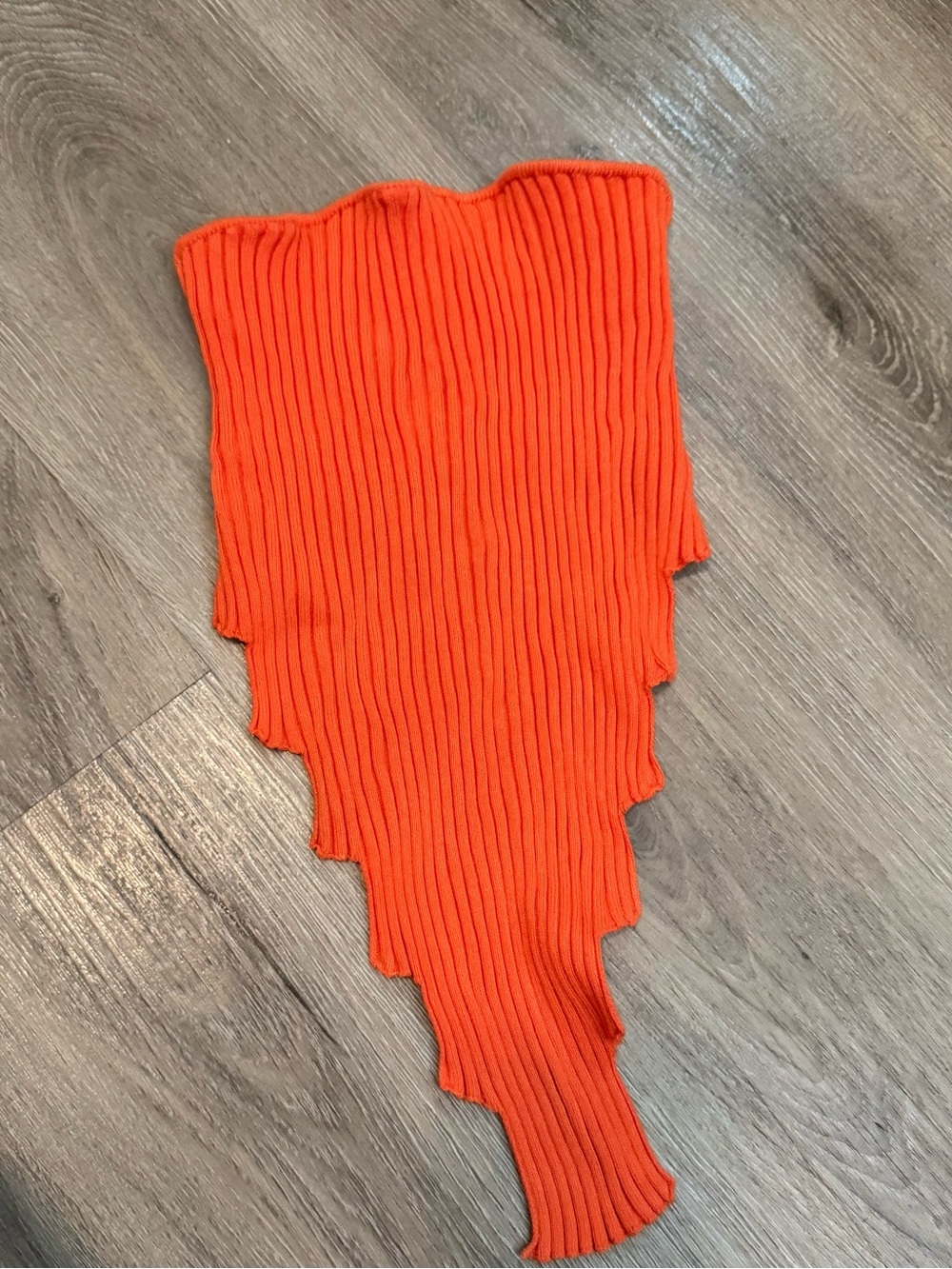 Ribbed Orange Strapless Asymmetric Top size large